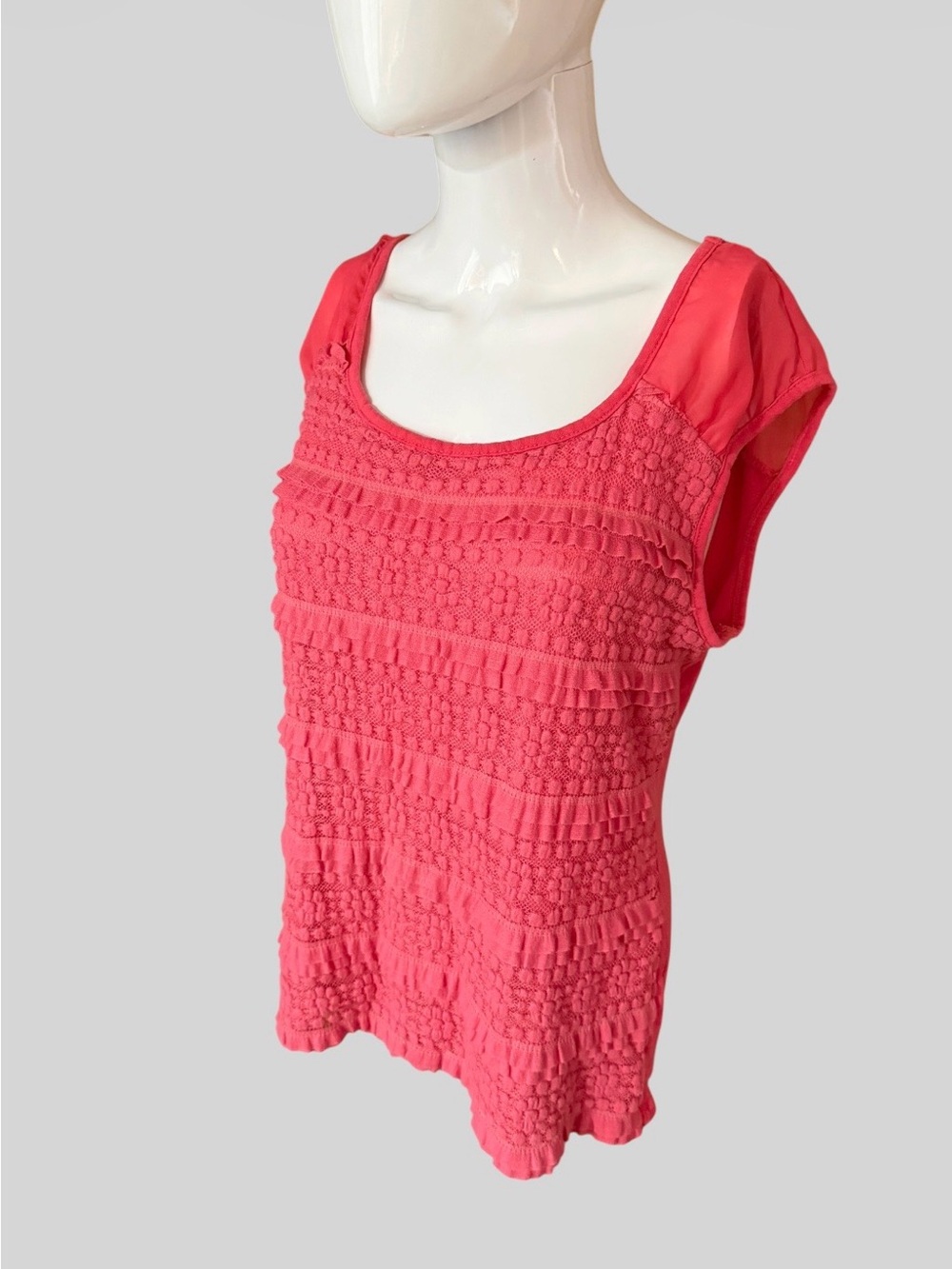 AB Studio Coral Textured Scoop Neck Tank